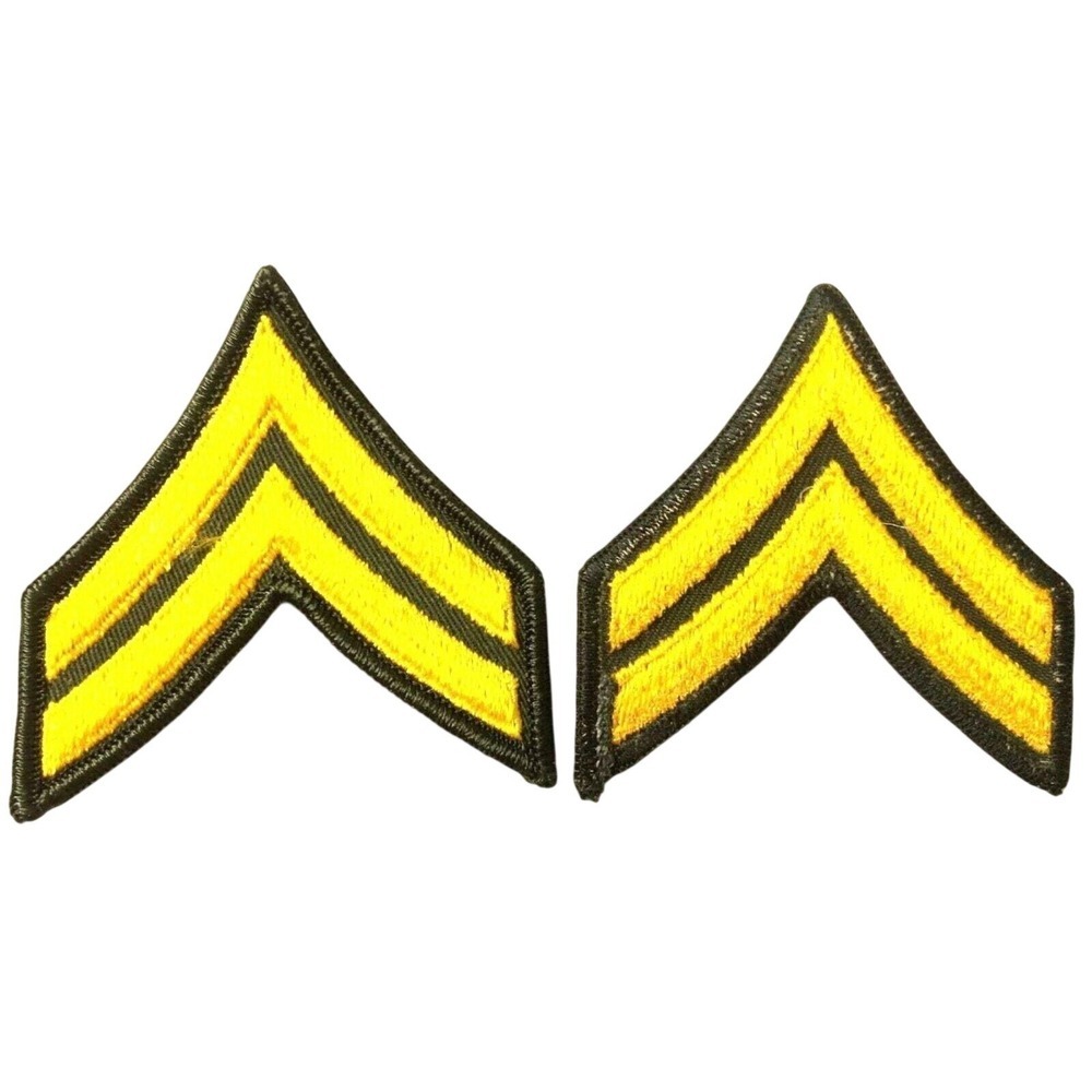 Lot of 6 US Army E4 Corporal Patches Military Insignia Embroidered Shoulder Rank